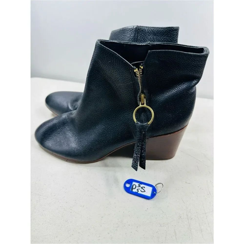 FRANCO SARTO Black Leather CALLAHAN Zip Ankle Boots Booties Sz 8,5